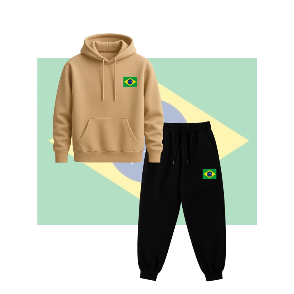 Conjunto Moletom Brasil Torcida Torcedor Brazil Copa Blusa de Frio e Calça Jogger ou Blusa e Calça ou Camiseta e Short