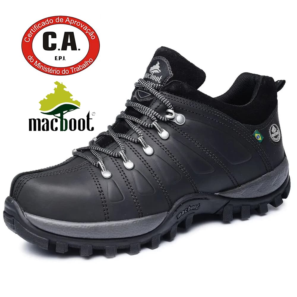 Sapato Segurança EPI Com CA Macboot Uirapuru 009 Profissional Couro Natural Segurança Trabalho