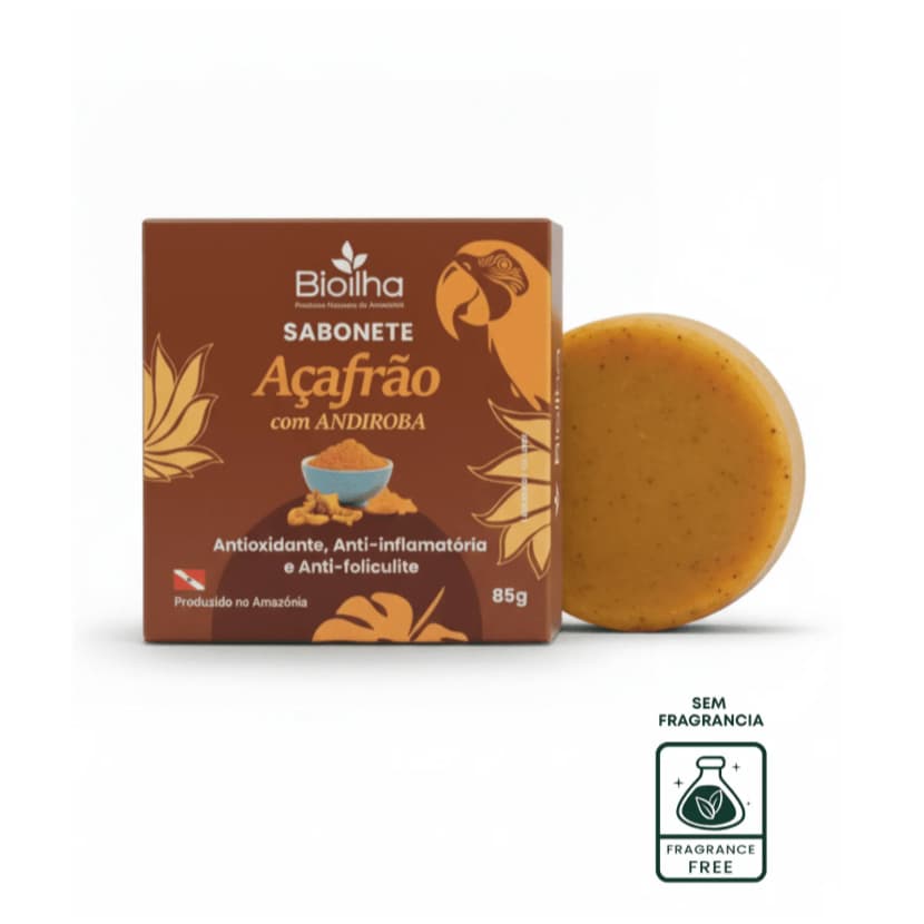 Bioilha Sabonete de Açafrao Vegano Depilação Natural, Trata Cravos, Espinhas, Diminui a Oleosidade