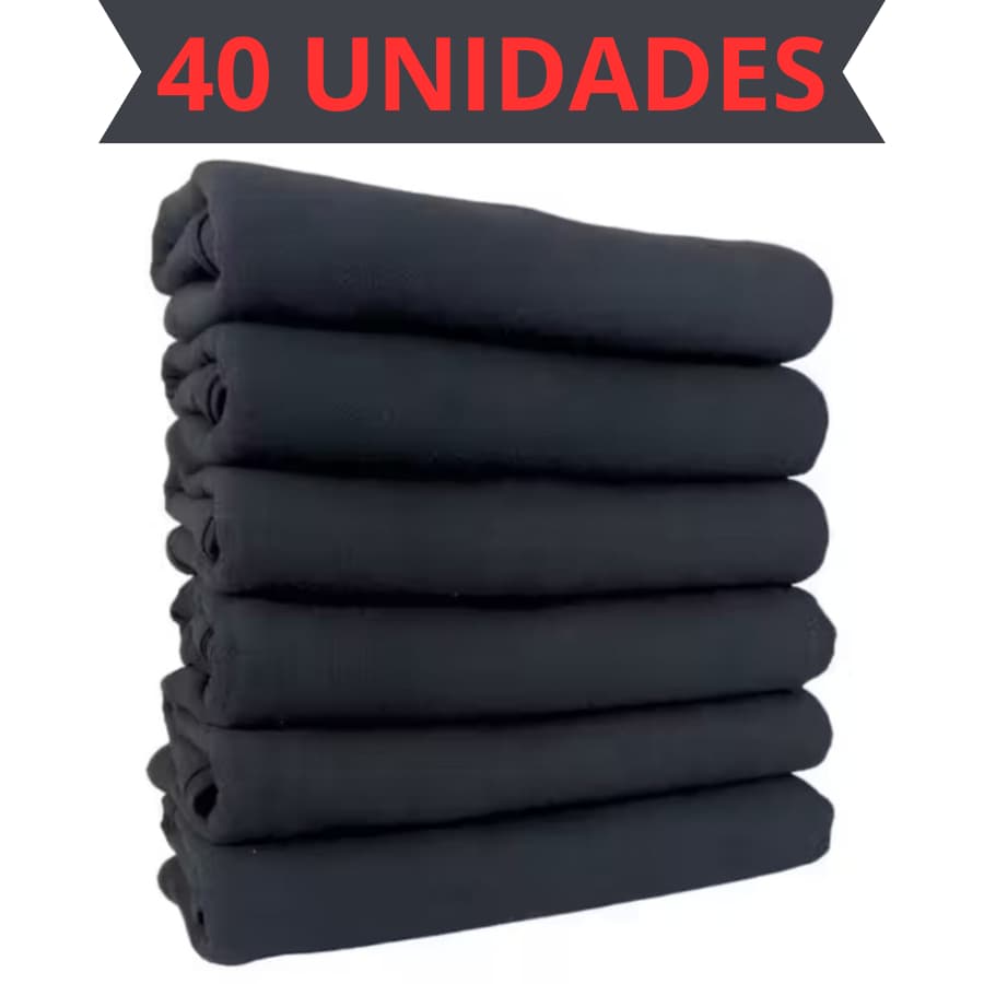 Kit 40 Panos de Prato Preto 100% Algodão | Alta Absorção | Multiuso