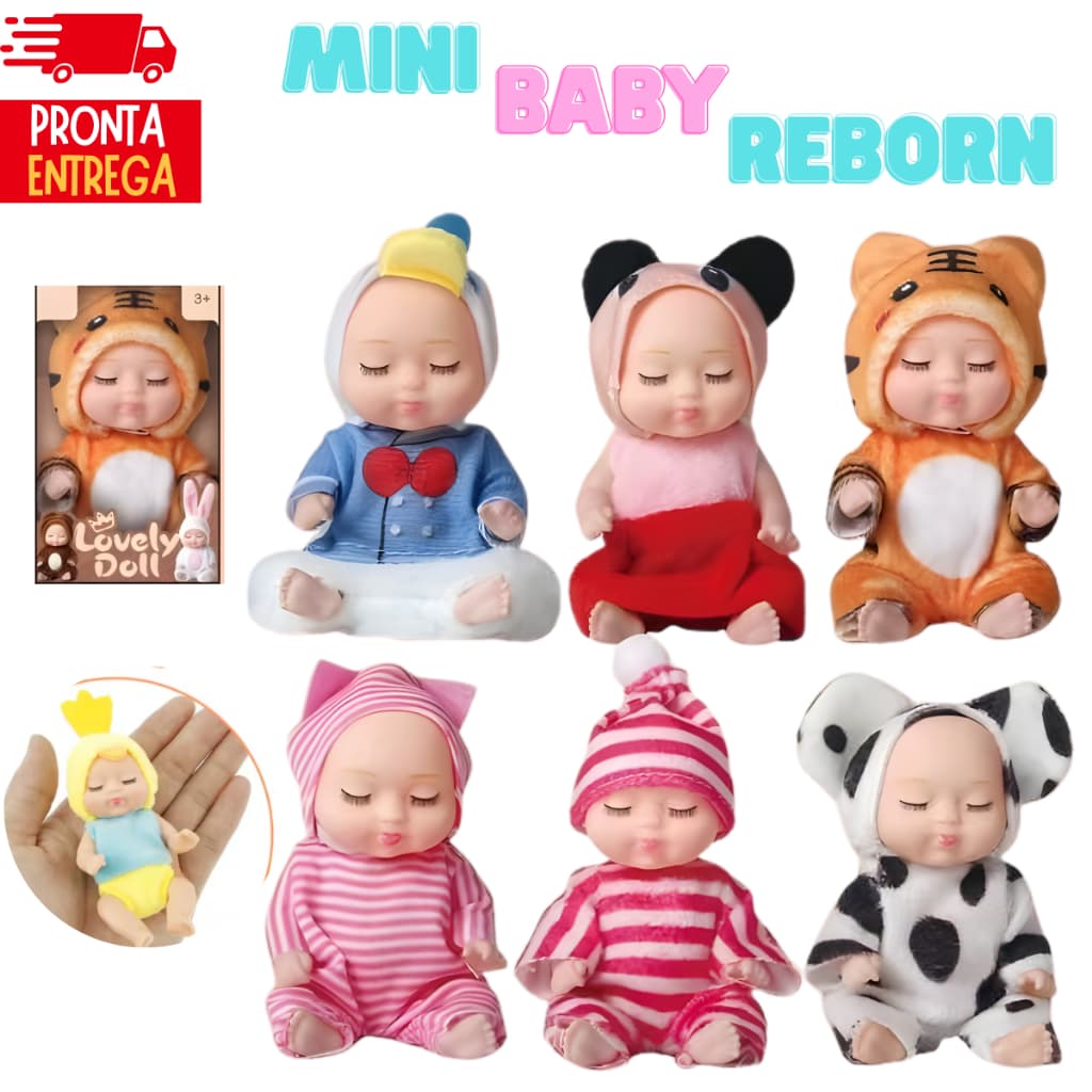 Kit Com 6 Mini Bonecas Pijama Bebê Reborn Infantil Presentes Brinquedo Boneca Macia Menina Coleção