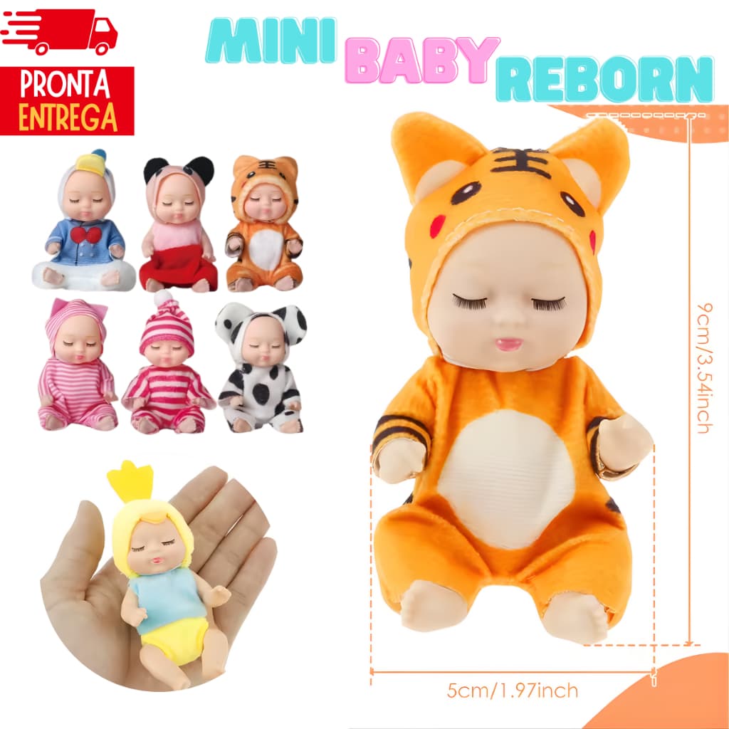 Kit Mini Baby Doll 11cm Bonecas Dormindo Realistas Brinquedo Animal Presente para Meninas