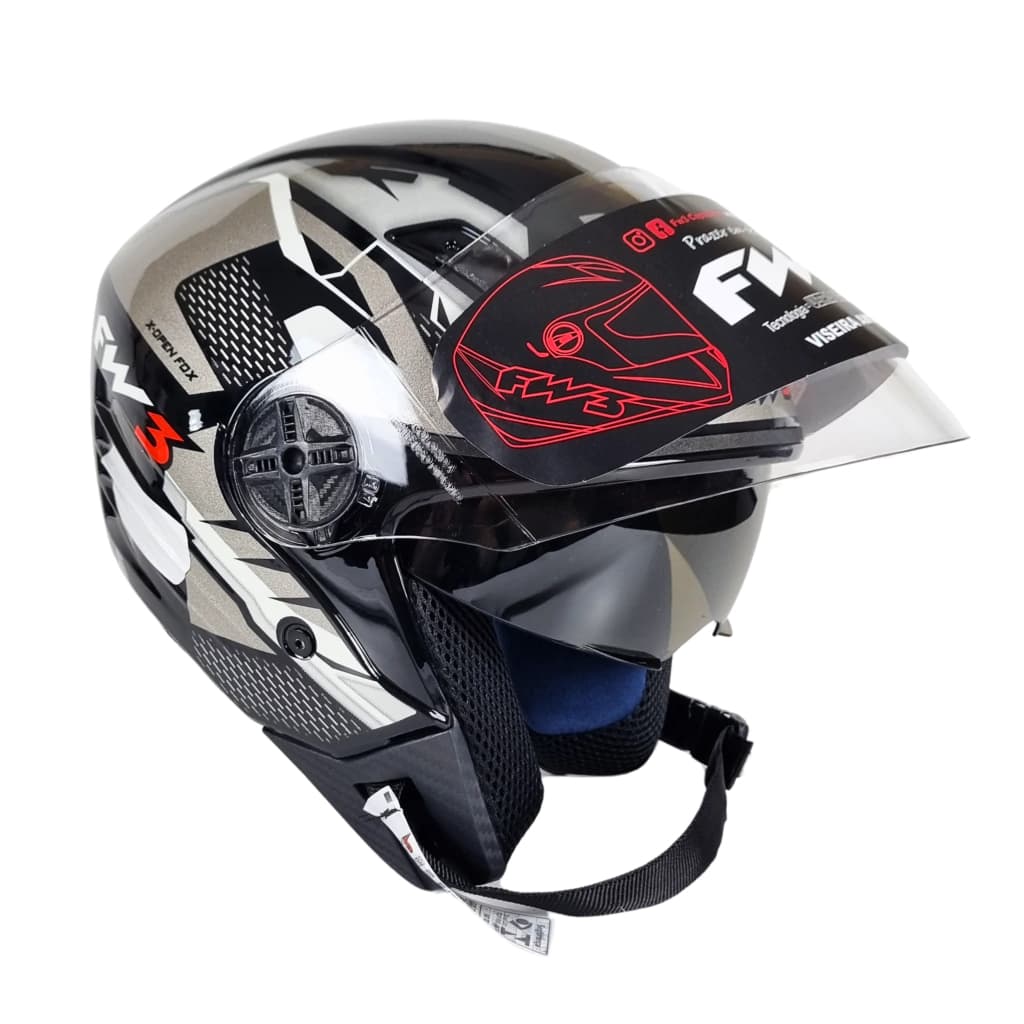 Capacete Fw3 Aberto X Open Fox com Óculos Fume Interno