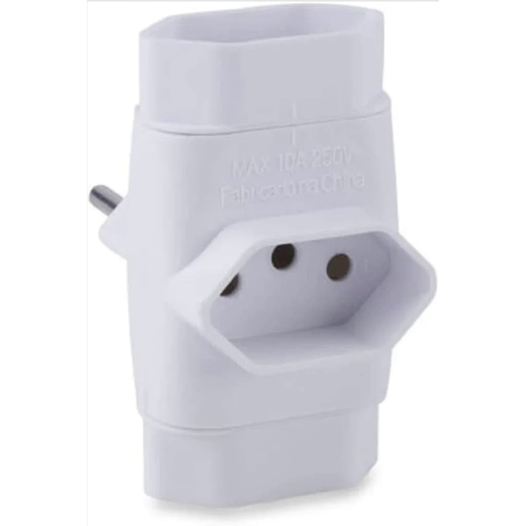 Adaptador de Tomada Universal 3 Pinos Benjamim T Bivolt Padrão Brasileiro 10A