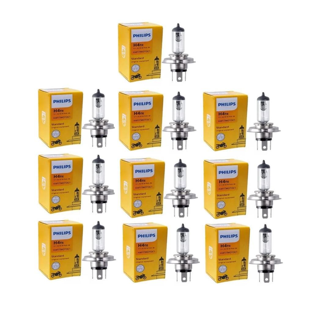 kit 10 Lâmpadas Farol Motocicleta Philips H4fit H4FITMOTOC1