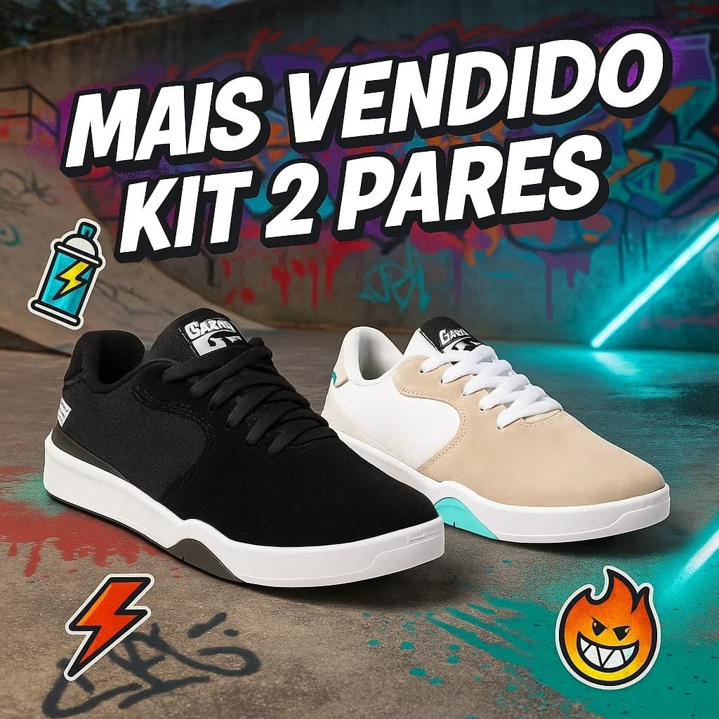KIT 2 PARES Tênis Masculino Casual Street Skate Sneakers Confortável Lançamento Atual 38-43
