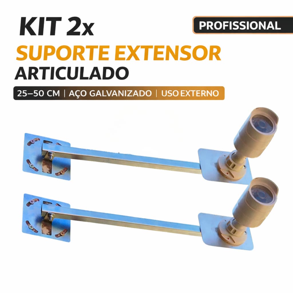 2x Suporte extensor Articulado Reforçado Para Câmera/sensor | 20-50cm galvanizado