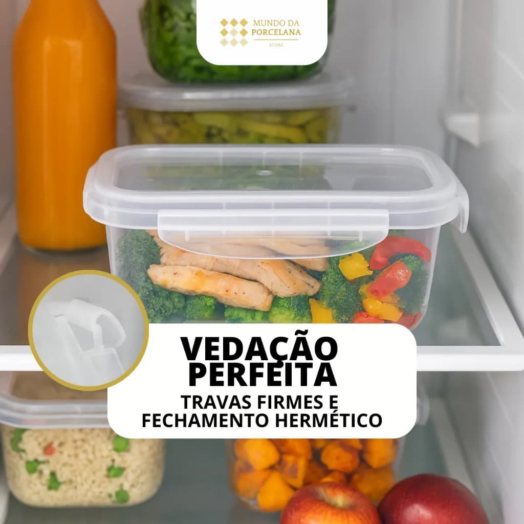 Pote Organizador + Tampa Trava Click Transparente Fácil Limpeza Higiêne