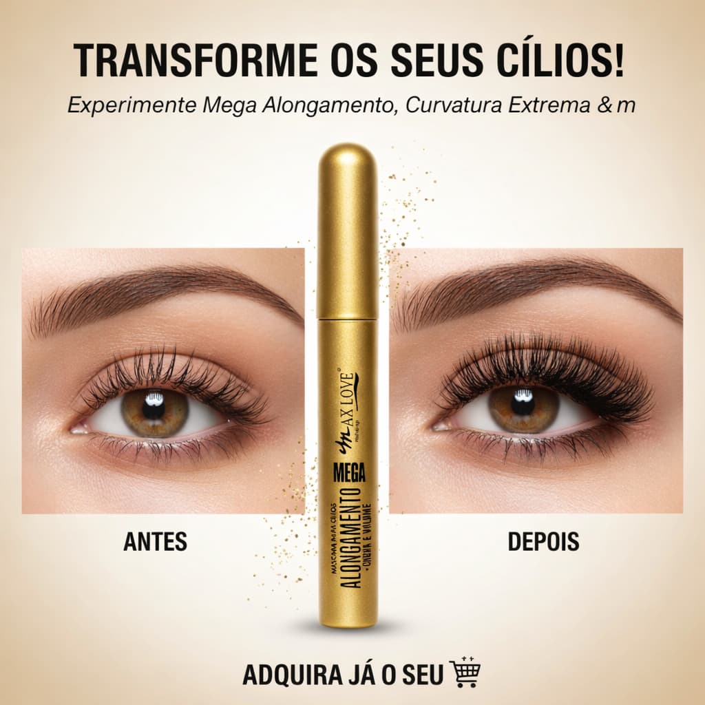 Rímel | Máscara de Cílios Max Love Cor Preta e Marrom Brown Escuro | Alongamento Volume