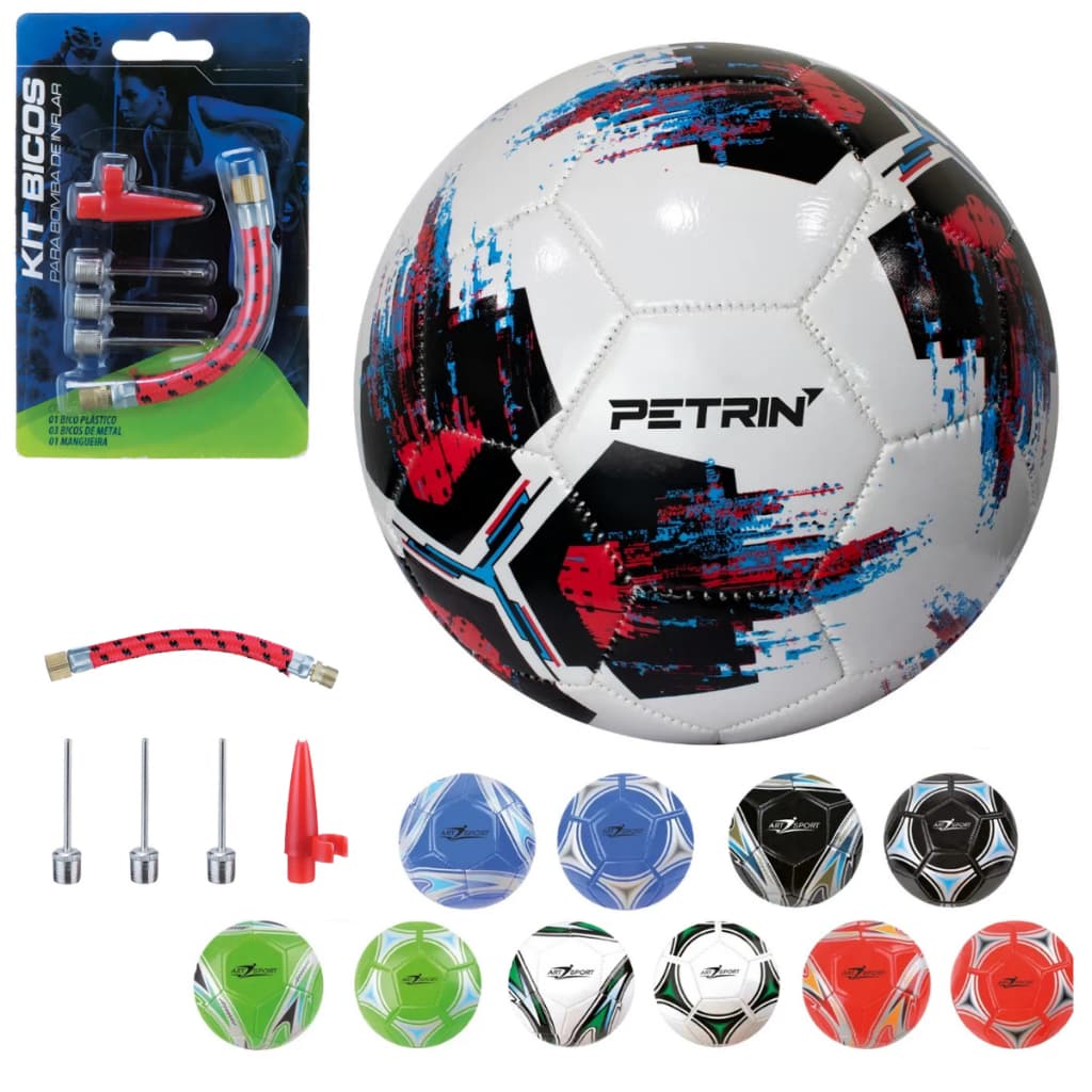 Bola De Futebol de Campo Petrin + Bico Para Bomba De Encher kit