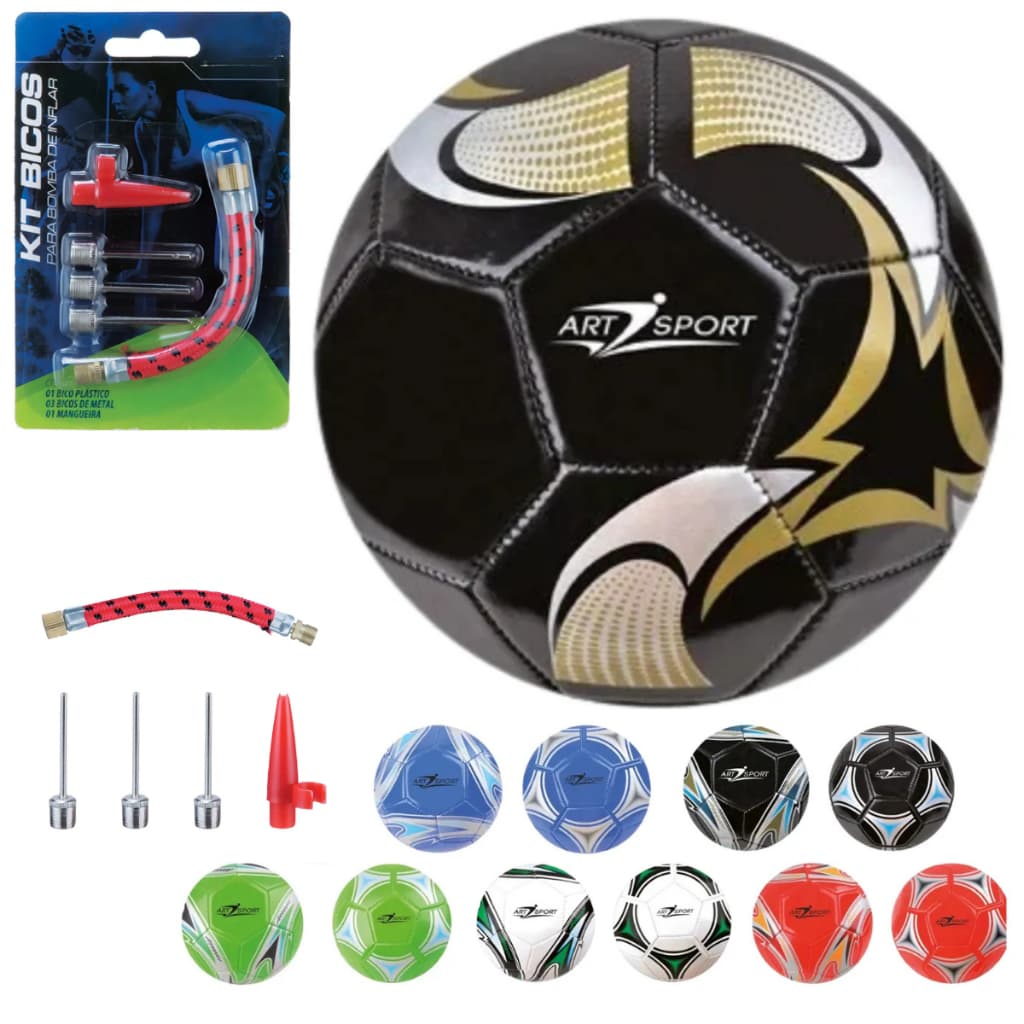 bola de futbol futsal campo gramado capotão couro sintetico + bico de bompa para encher facil