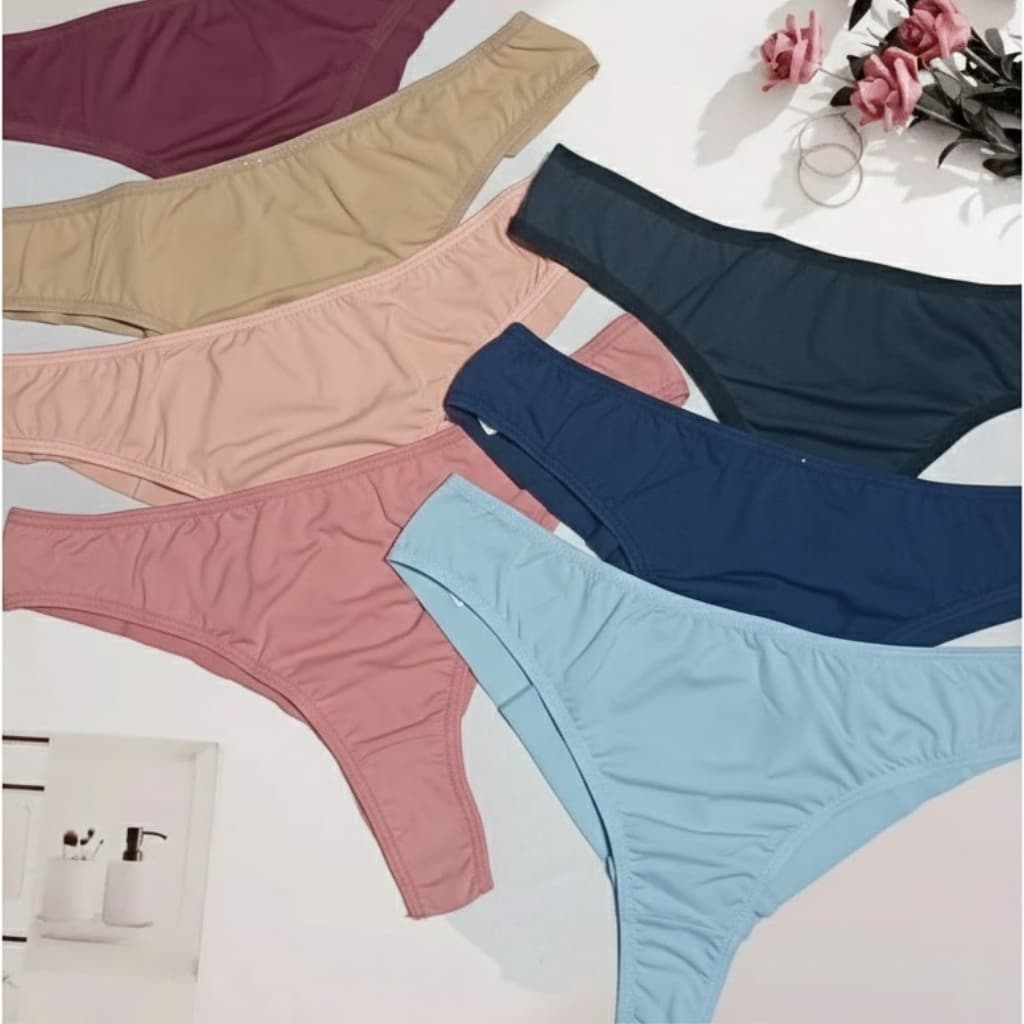 Kit 10 Calcinhas Fio Duplo Poliamida Conforto Cores Variadas Tanga Cintura Média Levanta bumbum
