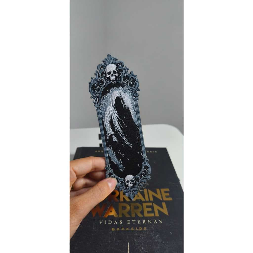 Marcador de Página Gótico Caveira A Morte em 3D | Bookmark Dark Horror Artesanal para Livros