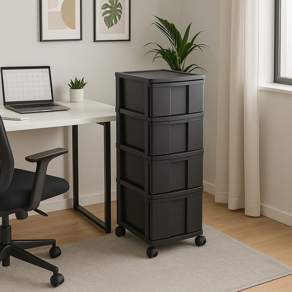 Gaveteiro Porta Tudo 4 Gavetas Com Rodas Organizador Multiuso Monte Líbano Cor Preto