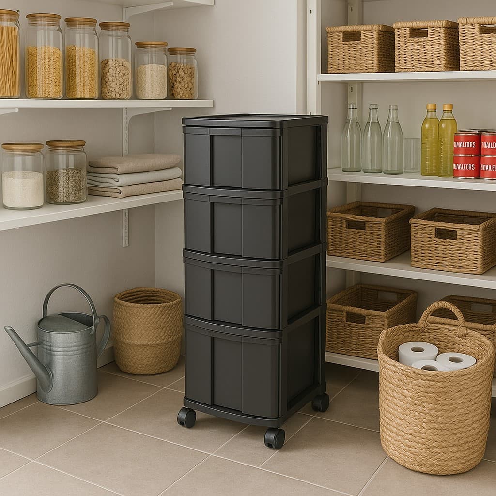 Gaveteiro Porta Tudo 4 Gavetas Com Rodas Organizador Multiuso Monte Líbano Cor Preto
