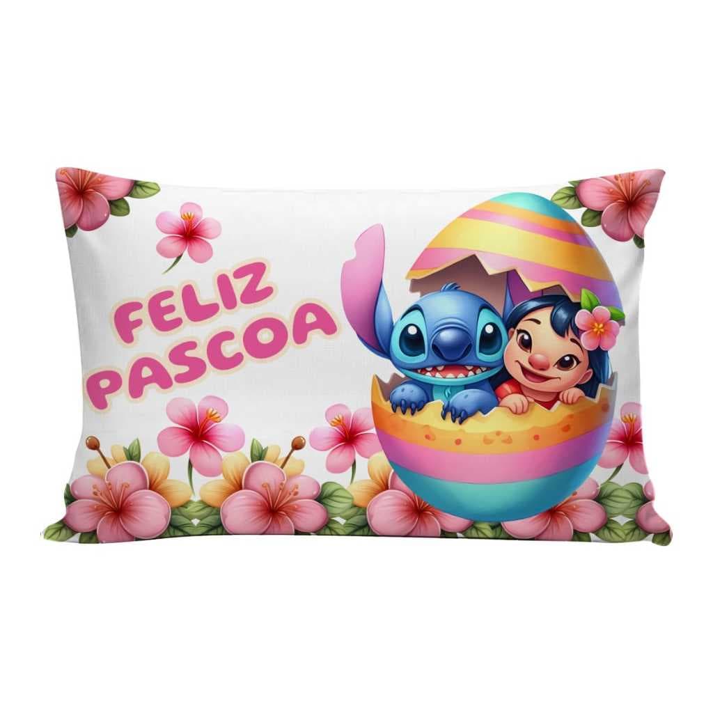 Capa de Almofada Baguete Retangular de Páscoa Decorativa C/ Zíper Stitch Sala Quarto Ovo de Páscoa