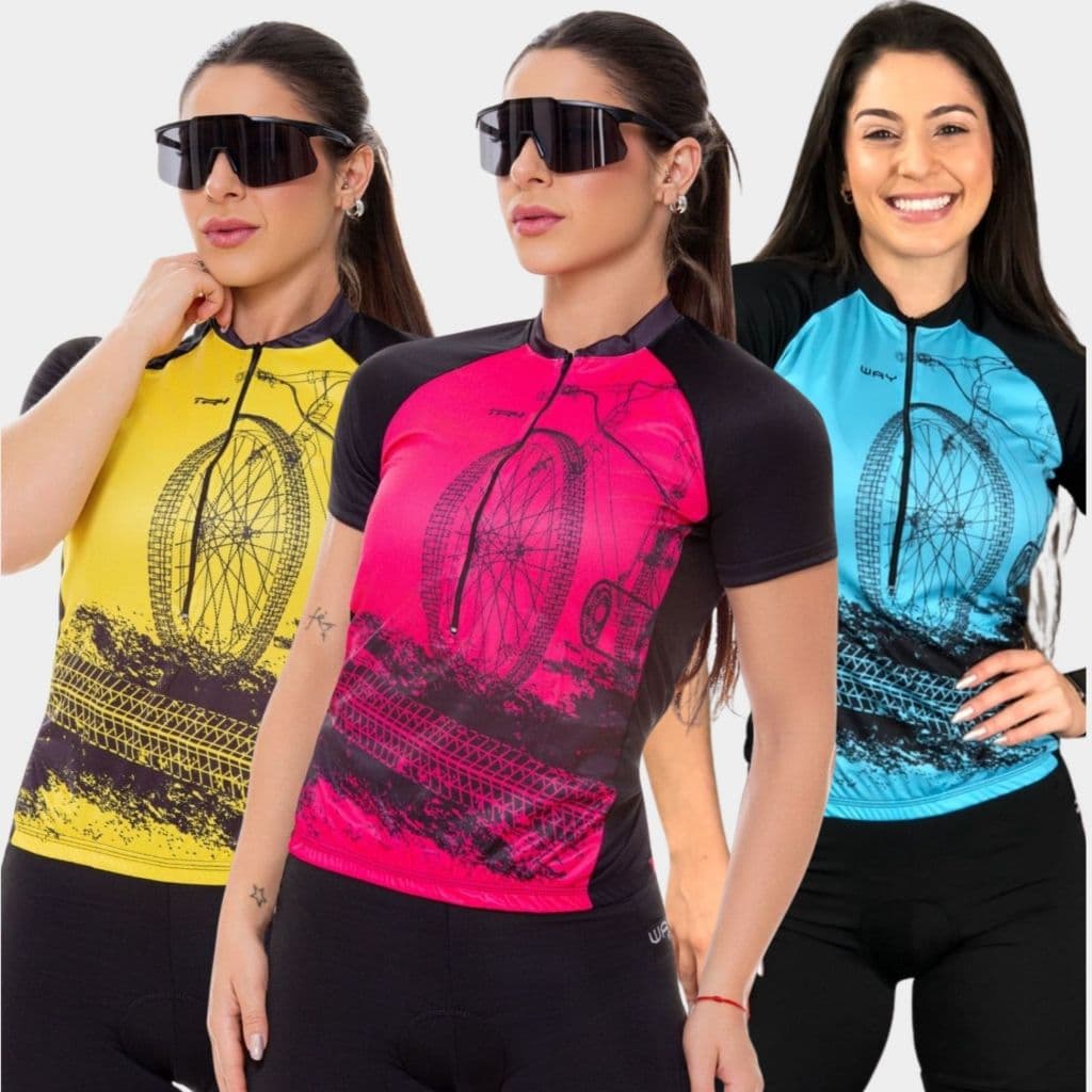 Conjunto de Ciclismo Feminino Short Forro de Gel Camisa Pro e Bermuda Acolchoada Bike Confortável