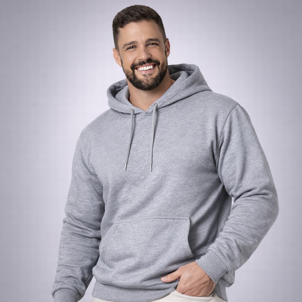 Blusa de Frio Moletom Canguru Masculino Grosso Casaco Jaqueta Com Capuz Ribana