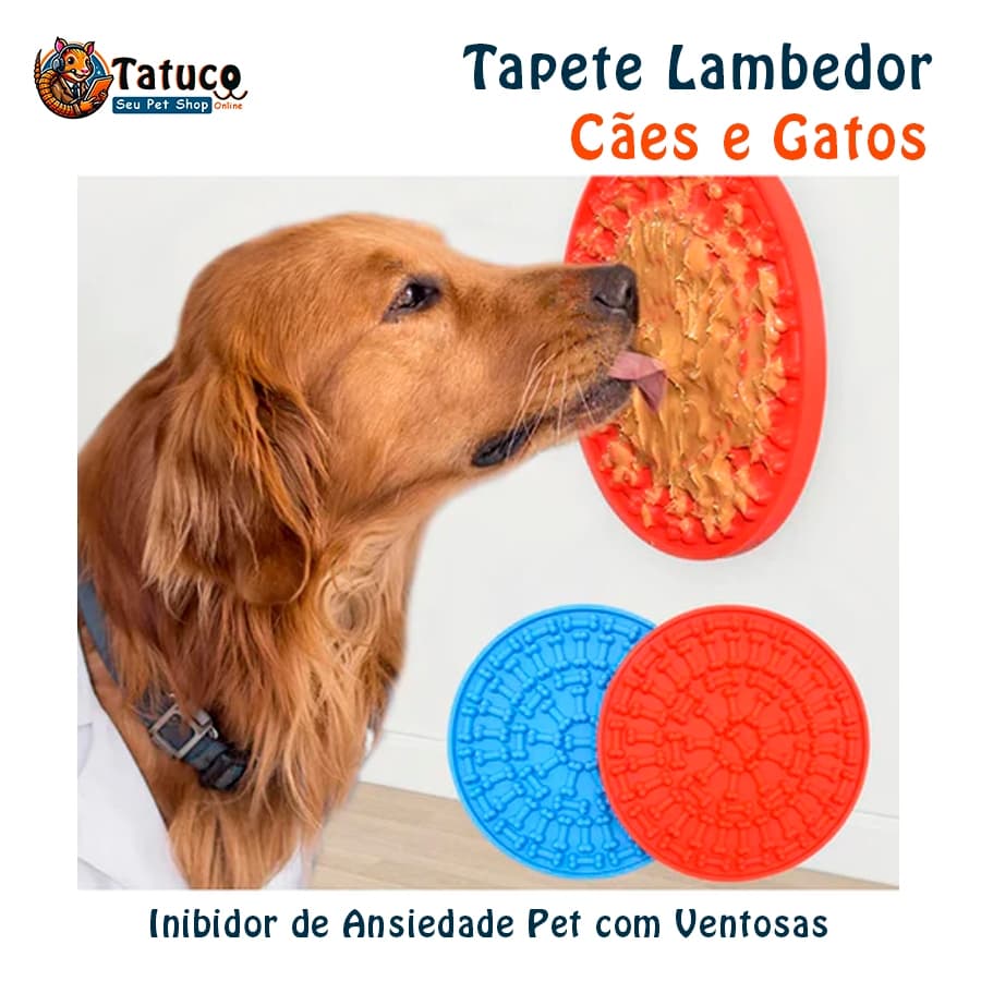 Comedouro Lambedor Tapete Inibidor de Ansiedade Pet com Ventosas Para Pet Cães e Gatos - UNIDADE