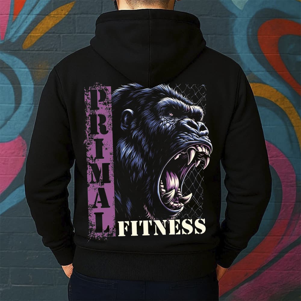 Blusa de Moletom Canguru Estampada Gorila Fitness Masculina Confortável Do Tamanho P ao GG
