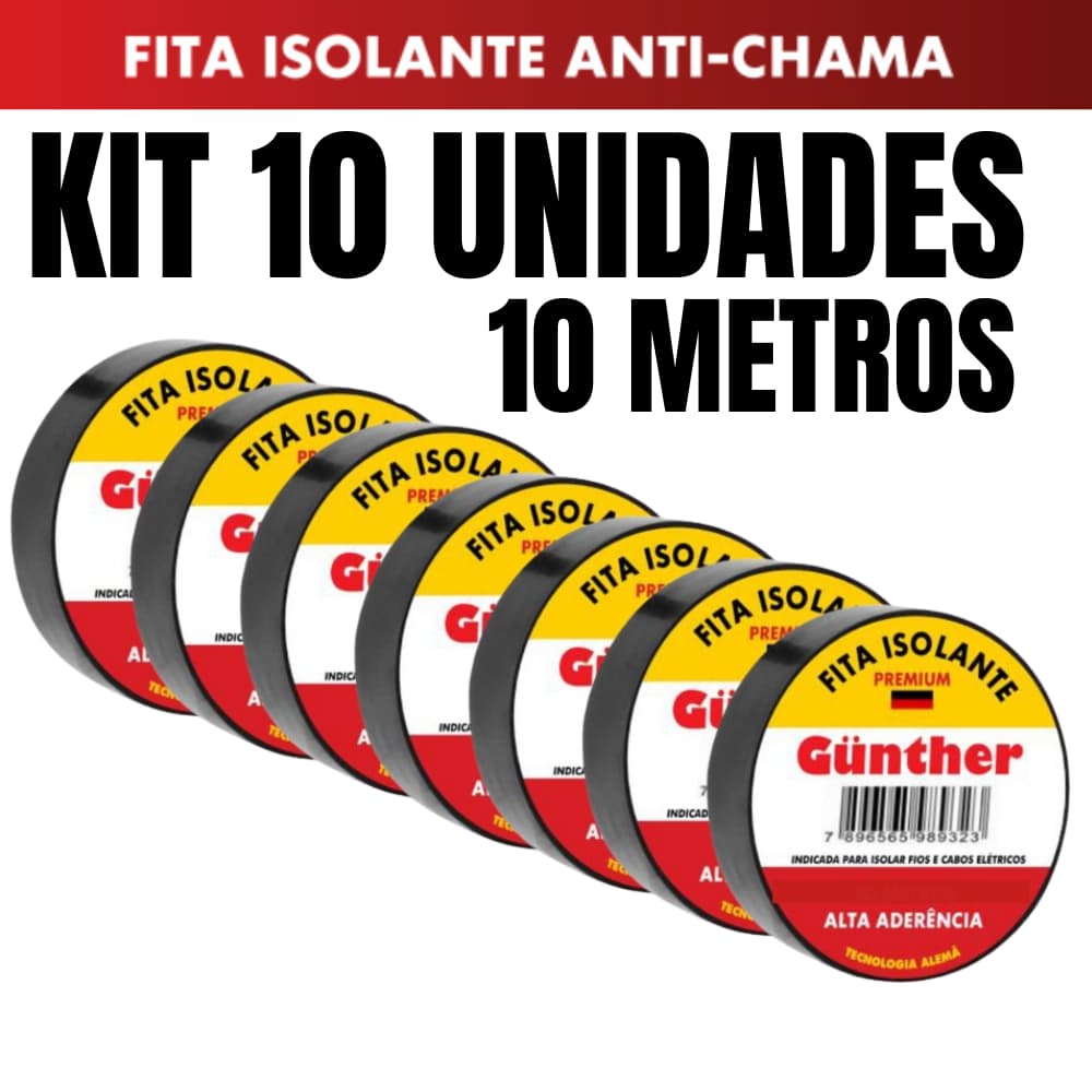 10 Fitas Isolante 10 metros Qualidade Premium Marca Gunther Qualidade Alemã
