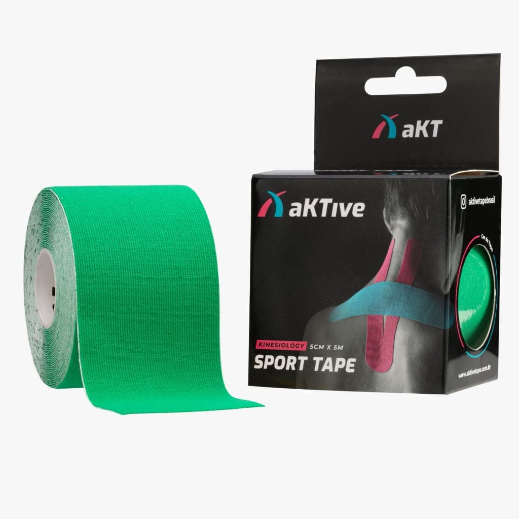 Bandagem Elástica Aktive Kinesio Tape Fita Original Fisioterapia Crossfit Pós Cirurgia Ortopedia Gestantes Verde