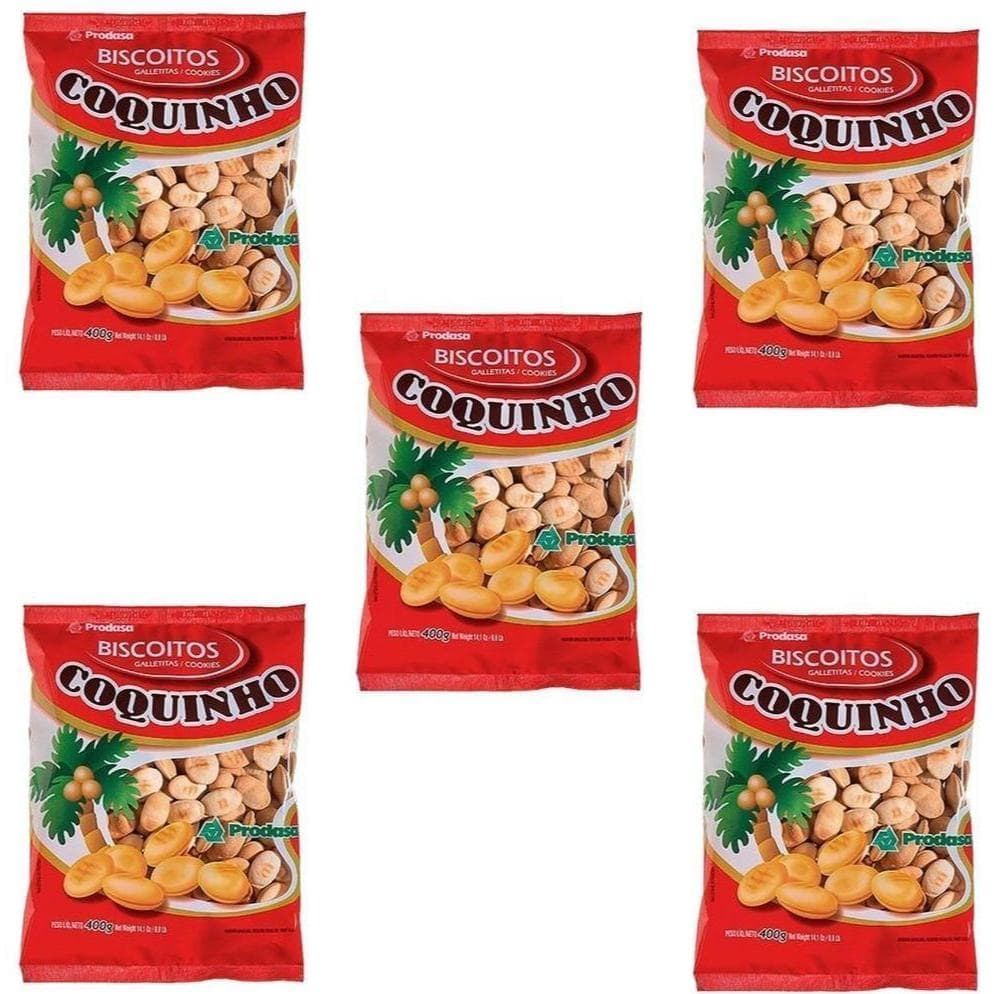 KIT 5 BISCOITO BOLACHA COQUINHO POCAZOI PRODASA 400G