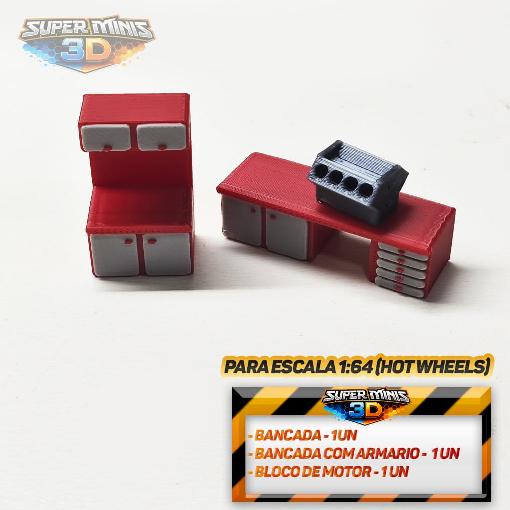 Acessorio para Dioramas Bancada + Balcão escala 1:64 Hot Wheels