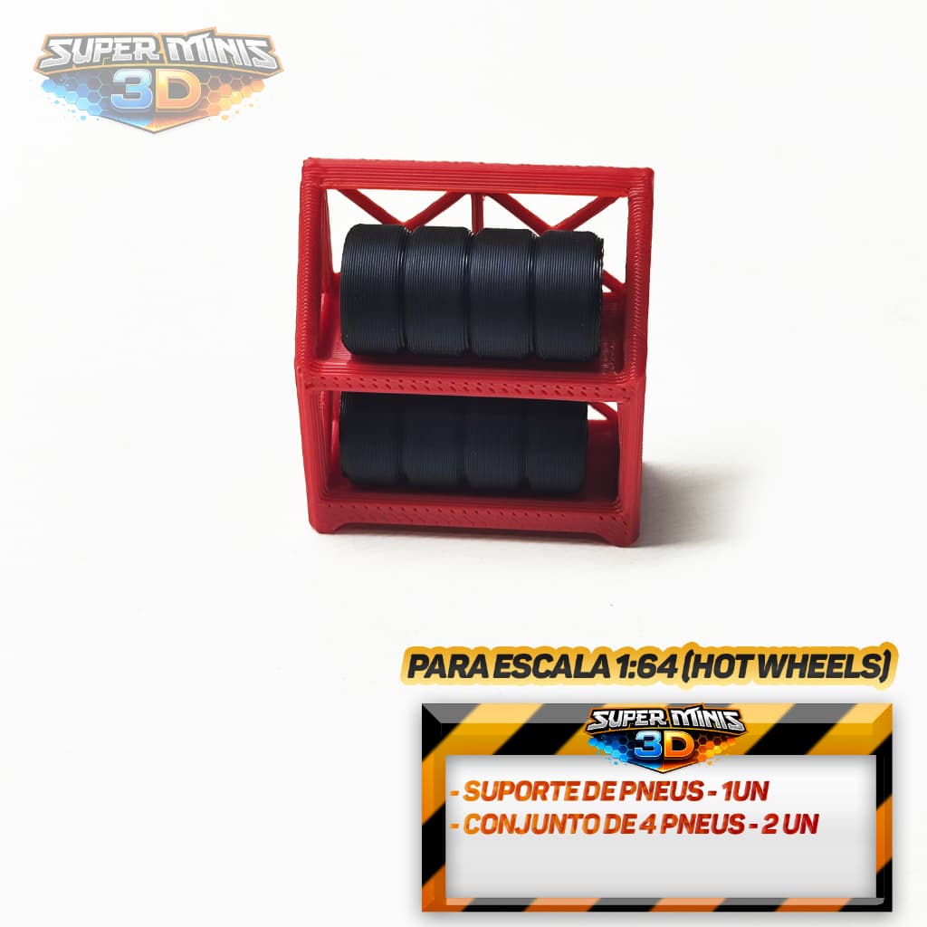 Acessorio para Dioramas suporte para Pneus escala 1:64 Hot Wheels
