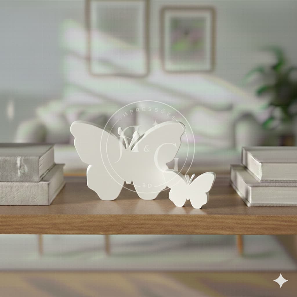 Kit 2 Borboletas Decorativas | Escultura Minimalista 3D para Sala, Quarto ou Presente Delicado 20cm