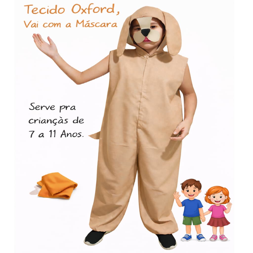 Fantasia em Tecido Oxford de Cachorro Infantil | Ideal para Festas e Eventos Escolares