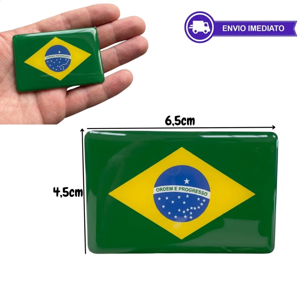 Adesivo Bandeira Do Brasil Resinado Para Carros e Motos