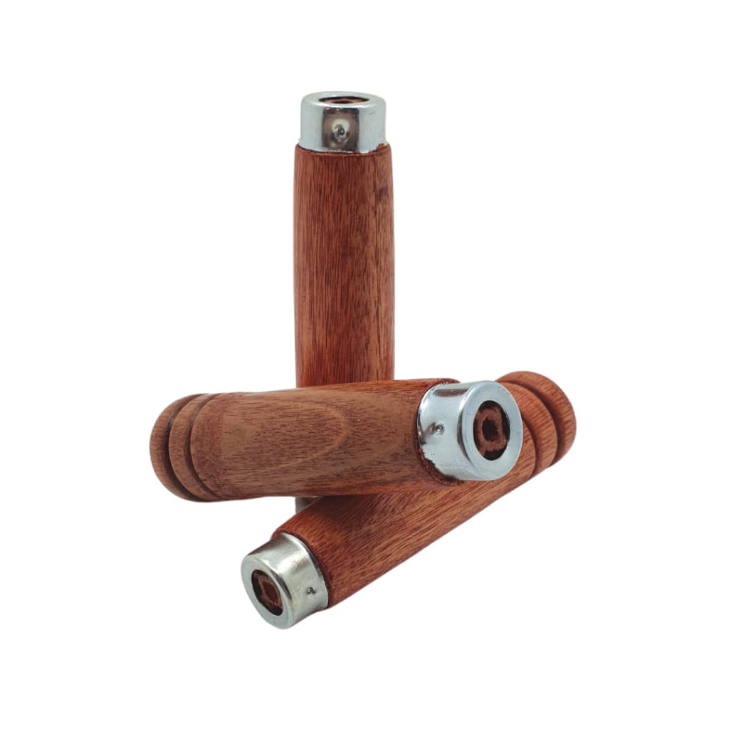 Kit 8 Cabos Madeira Anilha Zincada 11cm Espeto Grelha Churrasco