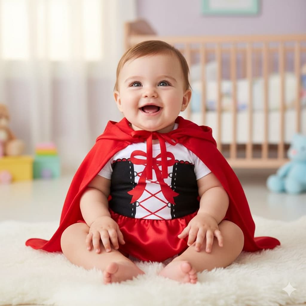 Body Bebê Chapeuzinho Vermelho Temático Mesversário Festa