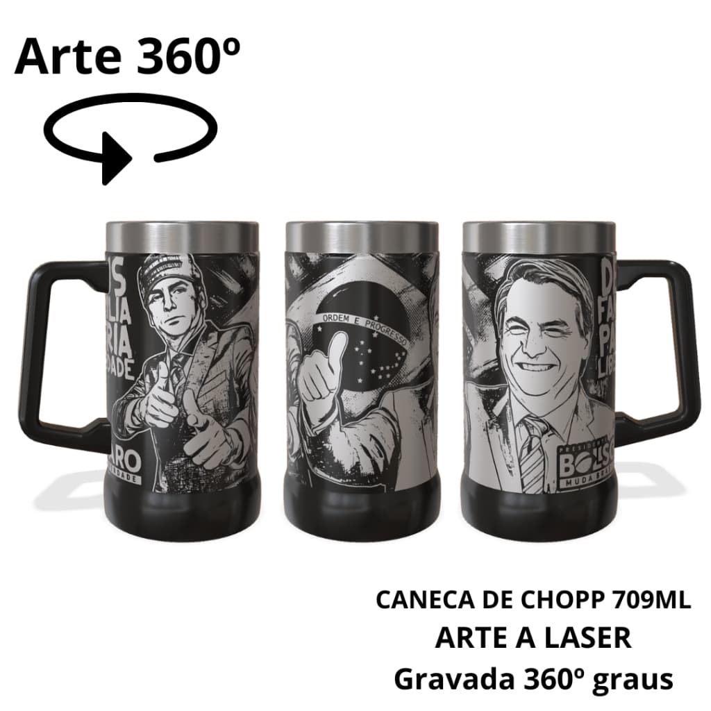Copo Térmico 473ml Cuia 350l Long neck Arte 360º graus A Laser Estilo Política Nacional Direita Patriota