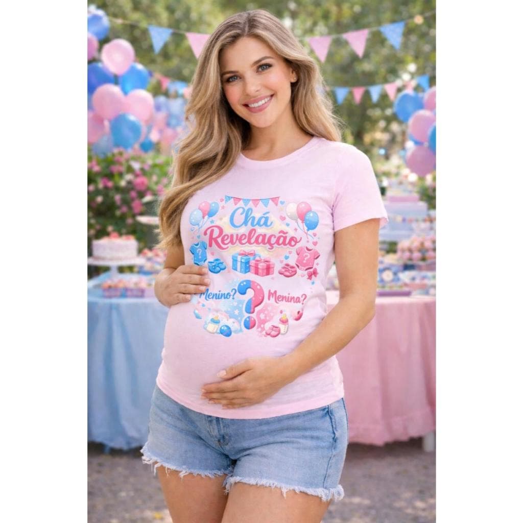 Camiseta Chã Revelação Unissex Estampa Em DTF De Qualidade Camisa 100% Algodão