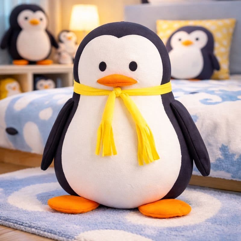 Almofada Pinguim Fofa e Decorativa – Enchimento em Micro pérolas, Poliamida Premium, Maciez | Presente Perfeito