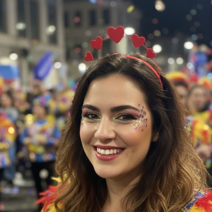 Tiara Divertida Corações Carnaval 3D