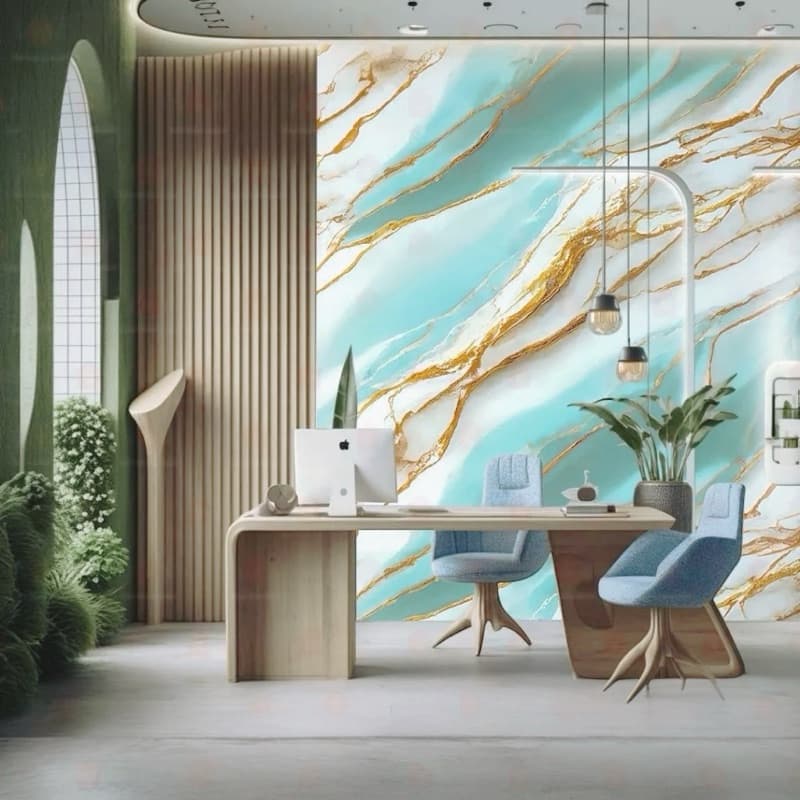 papel de parede de Parede 3D Mármore Verde 10 METROS x 45CM Adesivo Autocolante para Sala, Quarto