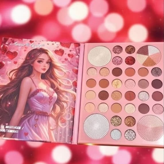 Paleta de Maquiagem Amor e Anjo 36 cores- Iluminador- Sombra- Blush-Estojo Maquiagem Completa