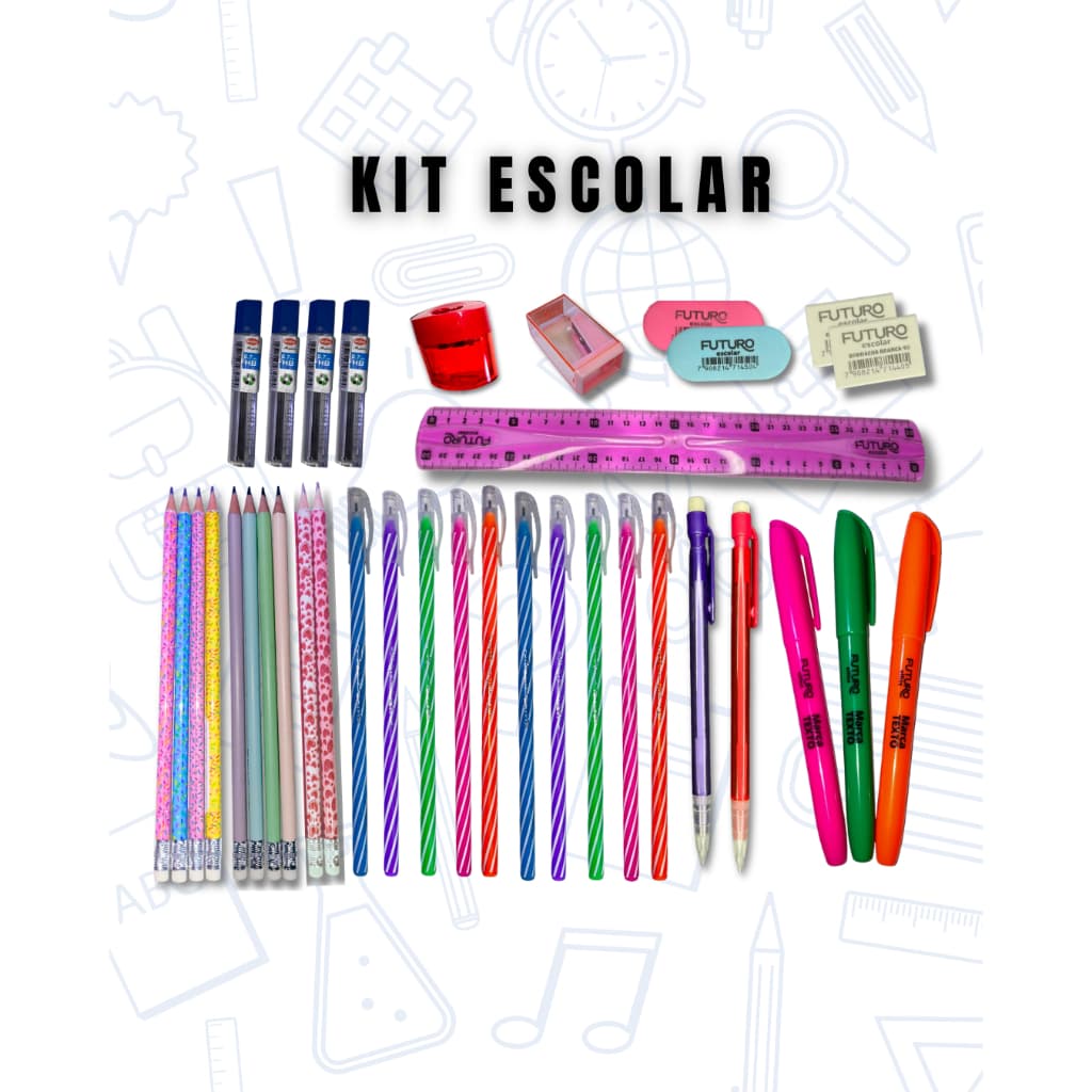 Kit material escolar completo volta as aulas infantil médio lista escolar  11, 14, 20, 28, 36 itens