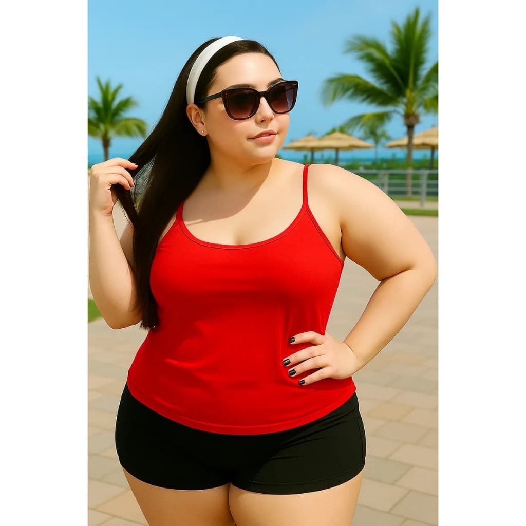 Blusa Feminina Regata Básicas De Alça Plus Size Viscolycra Cores Variadas