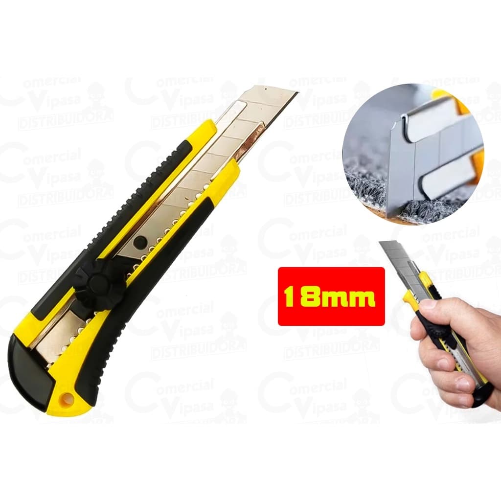 Estilete Profissional Com Cabo Emborrachado 18mm Com Trava Profissional