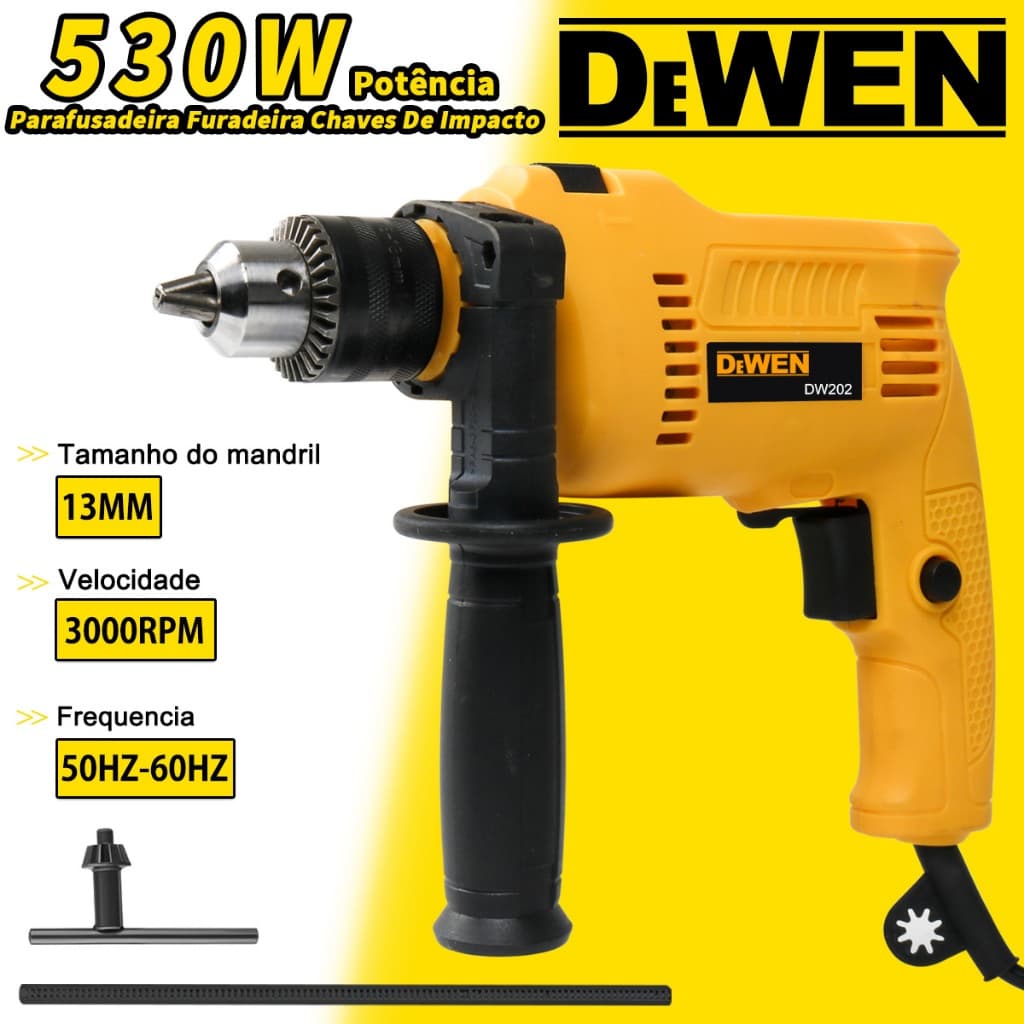 Parafusadeira Furadeira Chaves De Impacto Reversível 3200RPM Com 530w Super potente de Mão【 50-60HZ】