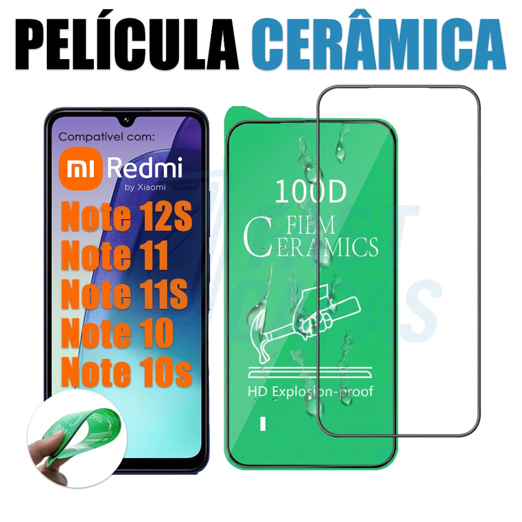 Película Cerâmica Xiaomi Redmi Note 10 10S 11 11S 12S 4G Hidrogel 9D 3D Flexível Transparente