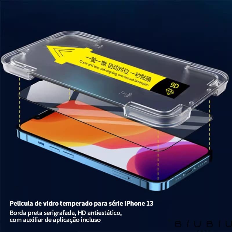 Película de Vidro Temperado HD para Tela Inteira, Fácil Aplicação, Compatível com iPhone 11, 12, 13, 14, 16, 17, Pro Max