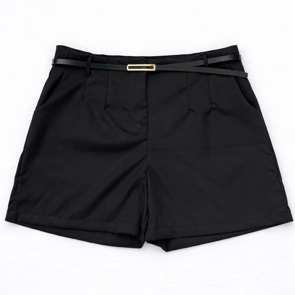 Short Alfaiataria Plus Size Moda Feminina Short Social Com Cinto Fivela Dourada
