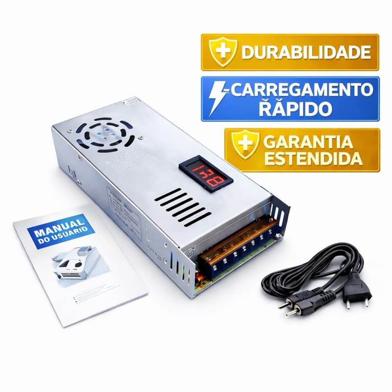 Fonte Automotiva Chaveada 11 até 15 V 150Amperes.   + Cabo 110v / 220v Com Voltímetro  + ACOMPANHA MANUAL DE INSTAÇÃO