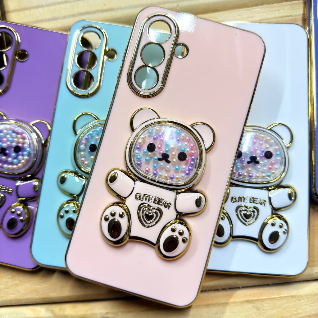 Capa Capinha Case anti impacto silicone com Suporte de Urso para Samsung A16 / Samsung A56 / Samsung A26  / Samsung A36