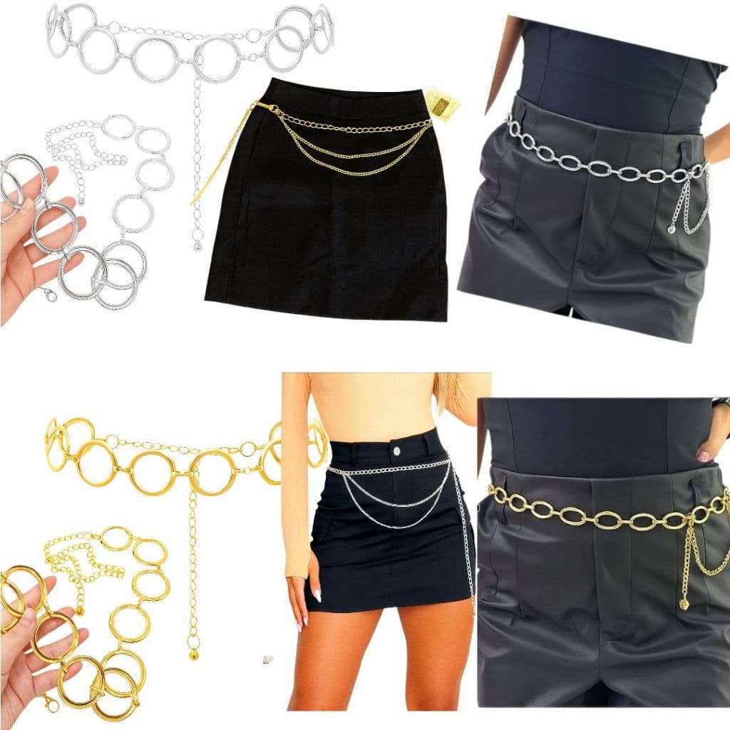 Cinto corrente feminino modelo oval moda blogeira